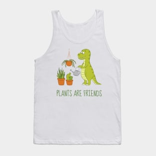 Plants are friends - Cute dino watering his houseplants Tank Top